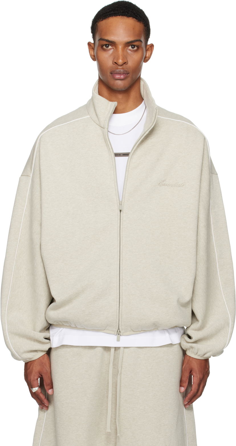 Jakke Fear of God ESSENTIALS Modern Fit Fleece Track Jacket Beige | 202SP256892F