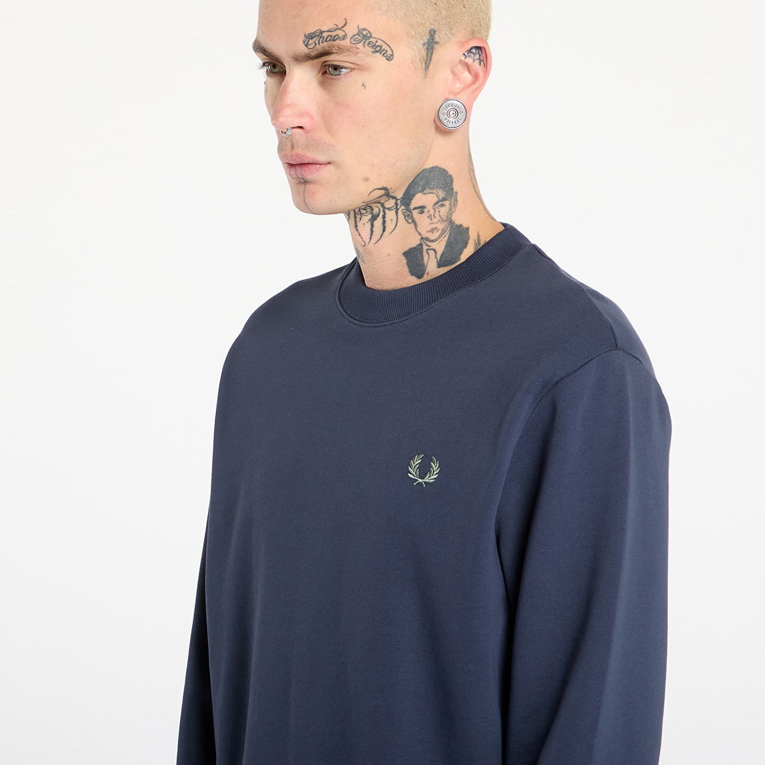 Sweatshirt Fred Perry Crew Neck Sweatshirt Mørkeblå | M7535 Z47, 1