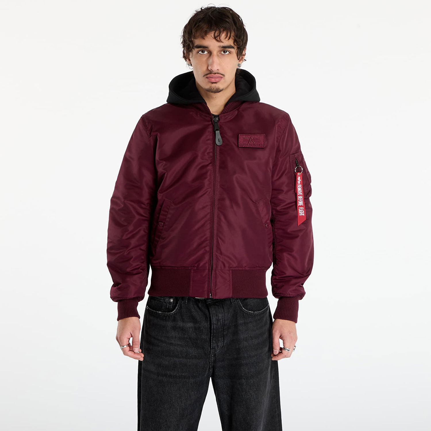 Bomberjakke Alpha Industries Jacket MA-1 Zip Hood Backprint Bourgogne | 128113-608, 0