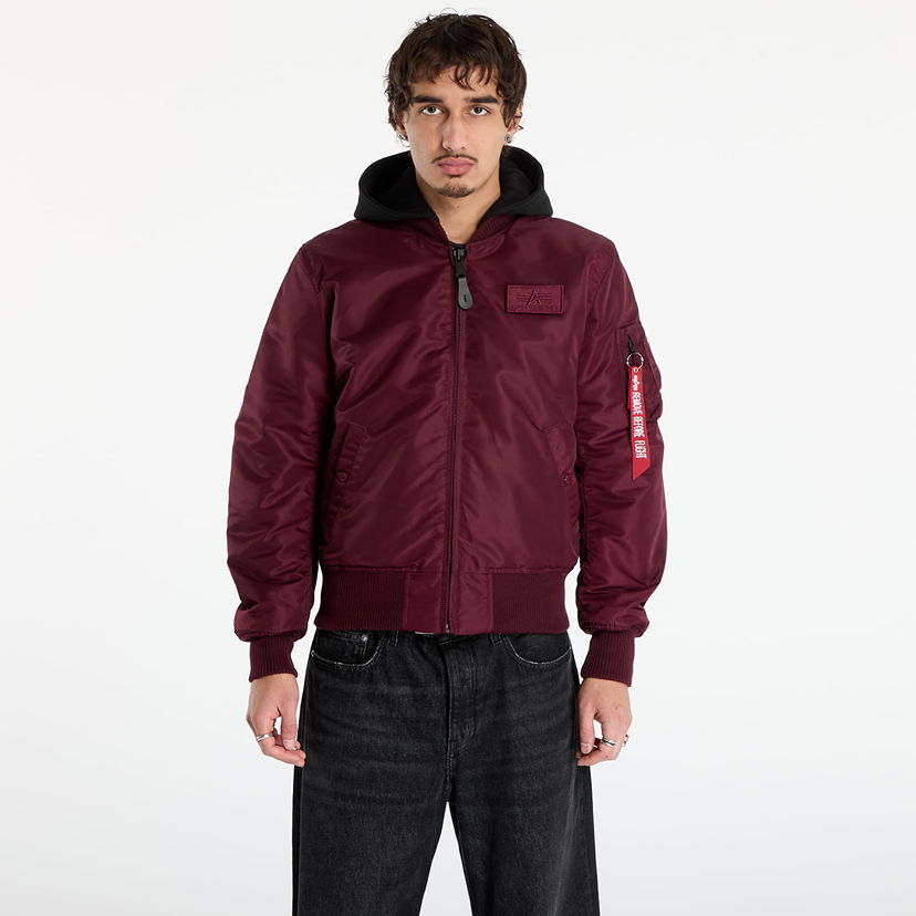 Bomberjakke Alpha Industries Jacket MA-1 Zip Hood Backprint Bourgogne | 128113-608