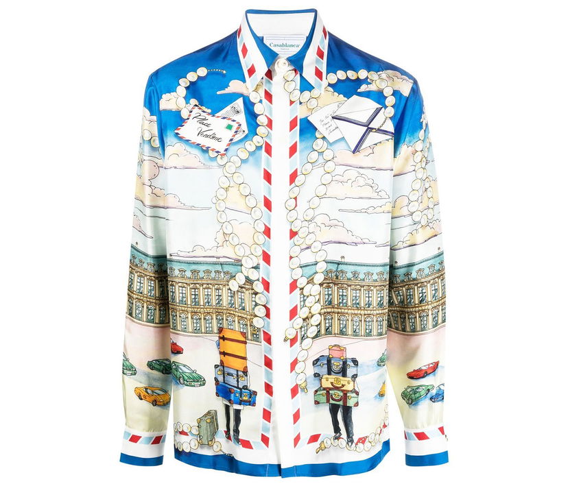 Skjorte Casablanca Graphic Print Silk Shirt Flerfarvet | MF22SH02106