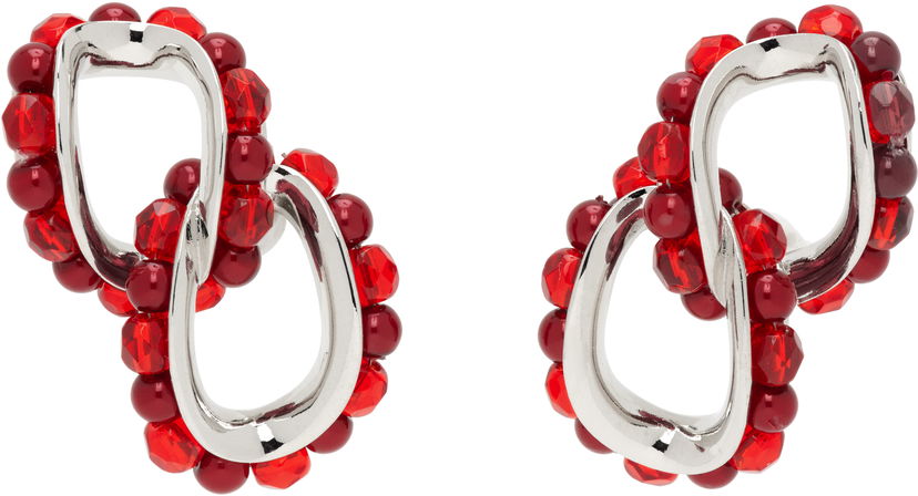 Øreringe KIKO KOSTADINOV Kiko Kostadinov Kandel Silver-Tone & Red Beaded Earrings Rød | KKWAW25ER02-157