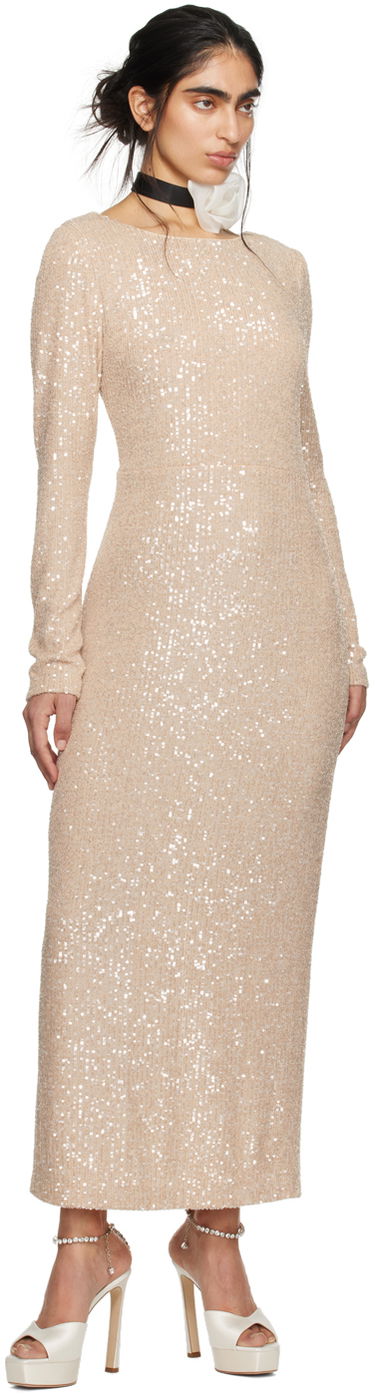Kjole Anna Sui Sequined Midi Dress Beige | 424S71, 4