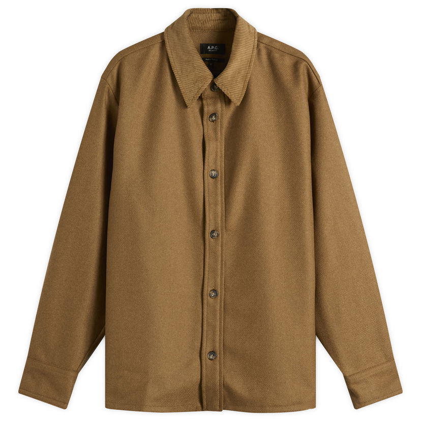 Skjorte A.P.C. Bernado Wool Overshirt, Size Small Brun | WVBCV-H32030-PCB