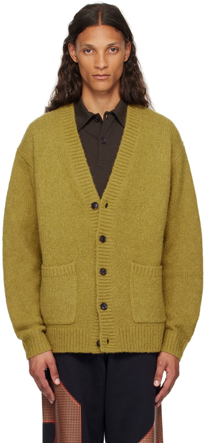 Sweater Dries Van Noten Yellow Alpaca Cardigan Gul | 242-021243-9709