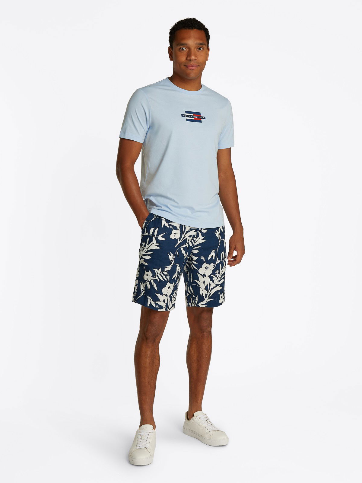 T-shirt Tommy Hilfiger Tommy Hilfiger Flag Box T-Shirt Blå | MW0MW38636C1O, 1