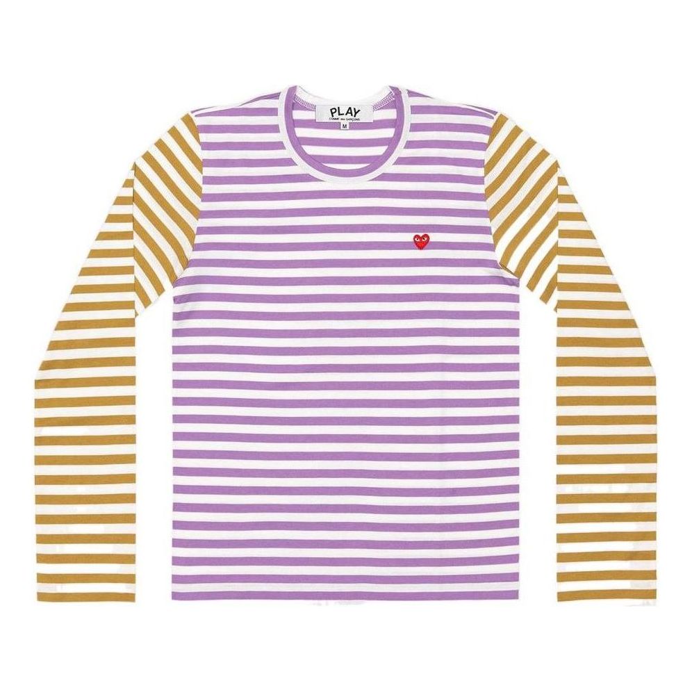 T-shirt Comme des Garçons PLAY Long Sleeve Bi-Colour Striped T-Shirt Lilla | AZ-T318-051-4, 0