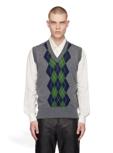 Sweater AMI Argyle Vest Grå | HKS703.KN0005
