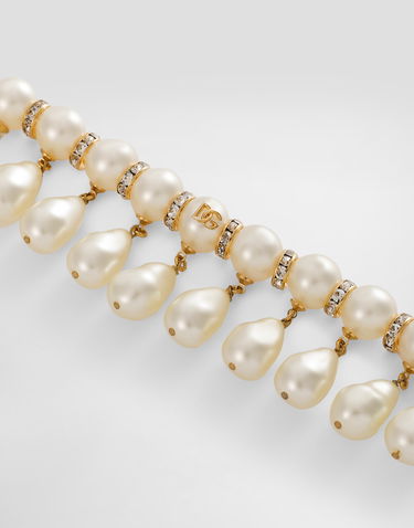 Armbånd Dolce & Gabbana Pearl And Crystal Embellished Bracelet With Logo Metalisk | WBR2Y2W1111W0111, 2