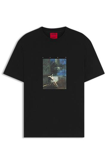 T-shirt BOSS HUGO x apoh Cotton-Jersey T-Shirt with Ballerina Artwork Sort | 50545995
