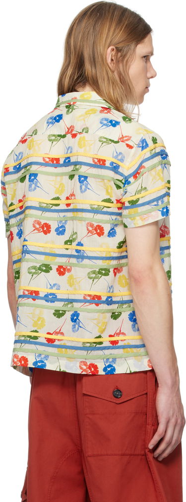 Skjorte Bode Bode Flower Stamp Short Sleeve Shirt Beige | MRS25SH010, 2