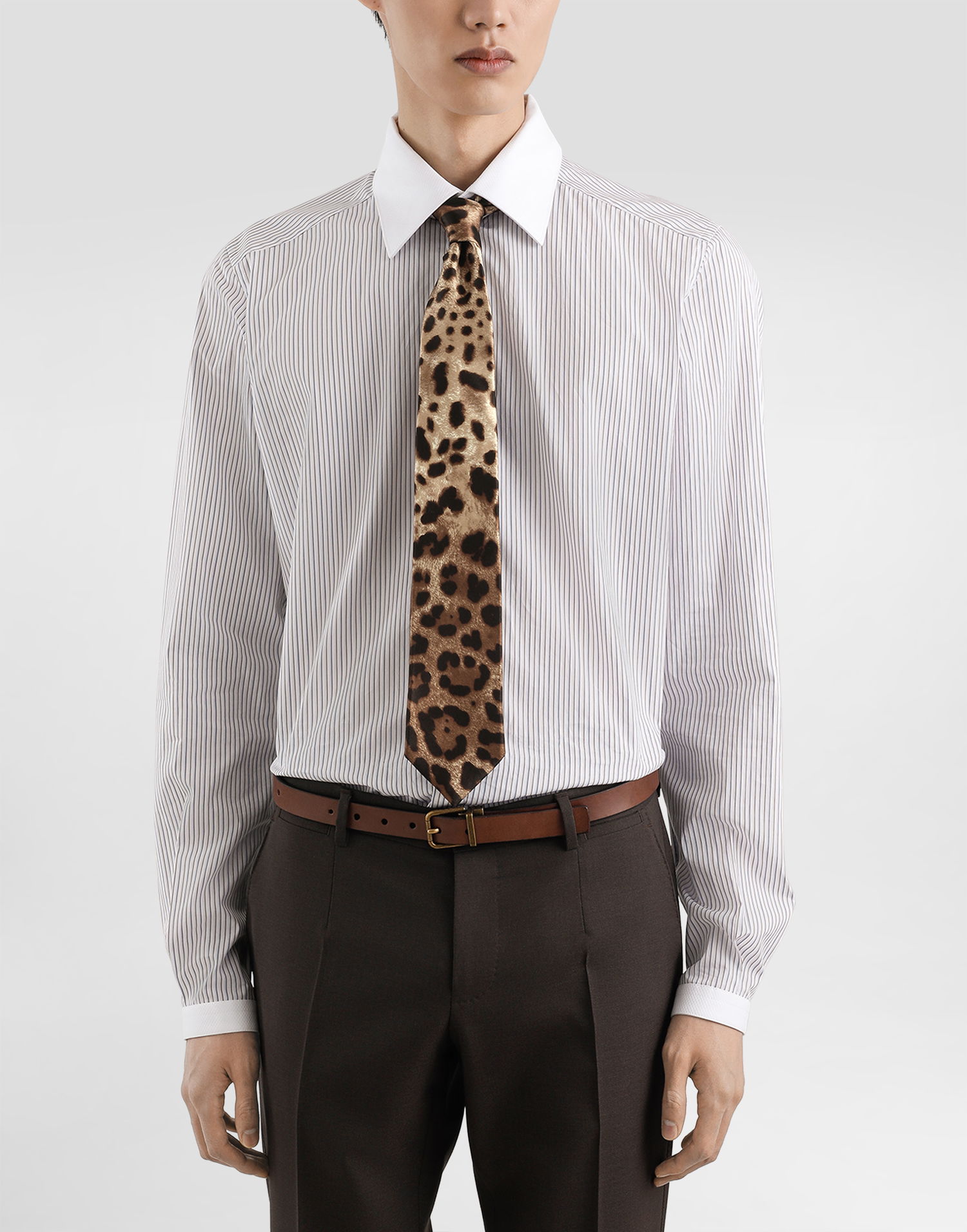 Tilbehør Dolce & Gabbana Dolce & Gabbana Satin Tie with Leopard Print Brun | GT181EFS1GTHY13M, 1