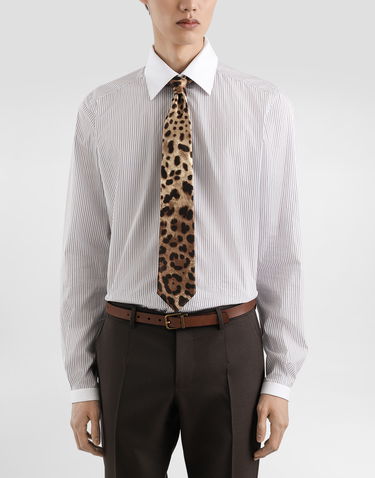 Tilbehør Dolce & Gabbana Dolce & Gabbana Satin Tie with Leopard Print Brun | GT181EFS1GTHY13M, 1