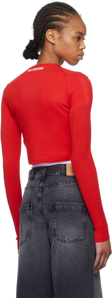 Sweater We11done We11done Ribbed Tight Knit Cardigan Rød | WD-KC0-25-614-W-RD, 2