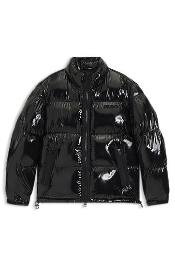 Puffer jakke BOSS Water-repellent Glossy Puffer Jacket Sort | 50549251, 0