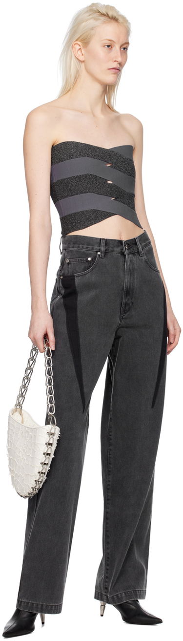 Tanktop Dion Lee Reflective Interlocking Weave Bustier Top Grå | A7798PS24, 3