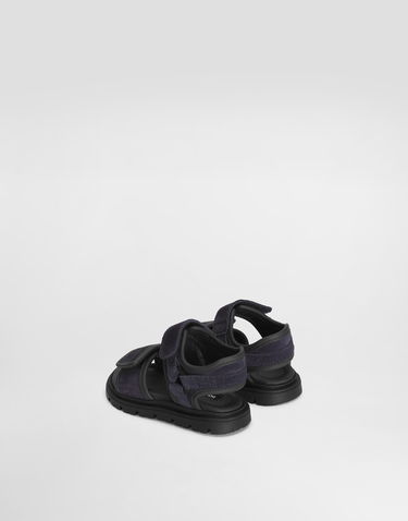 Tilbehør Dolce & Gabbana Dolce & Gabbana Split Leather Sandals With Logo Print Mørkeblå | DL0085A443489853, 2