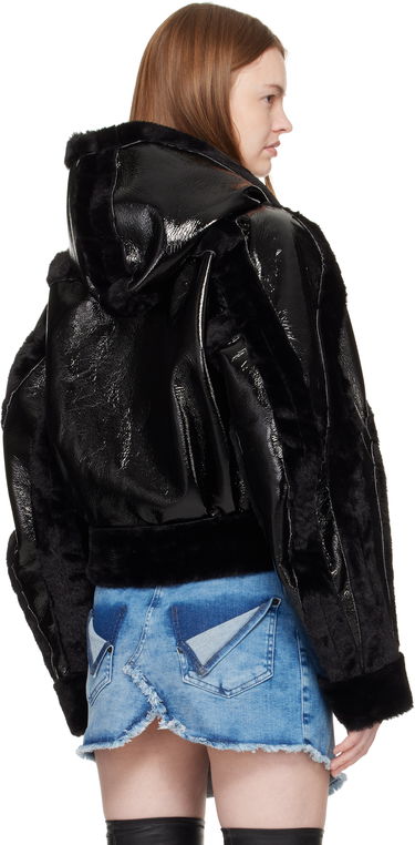 Jakke Ottolinger Ottolinger Fitted Faux-Fur Hooded Jacket Sort | 109-702409-01, 2