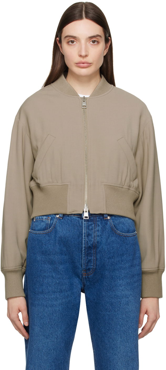 Bomberjakke AMI Zip Bomber Jacket Beige | FJK002.VI0007