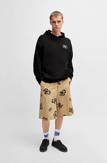 Sweatshirt BOSS Terry Hoodie with Embroidered Logo Sort | 50545939, 1