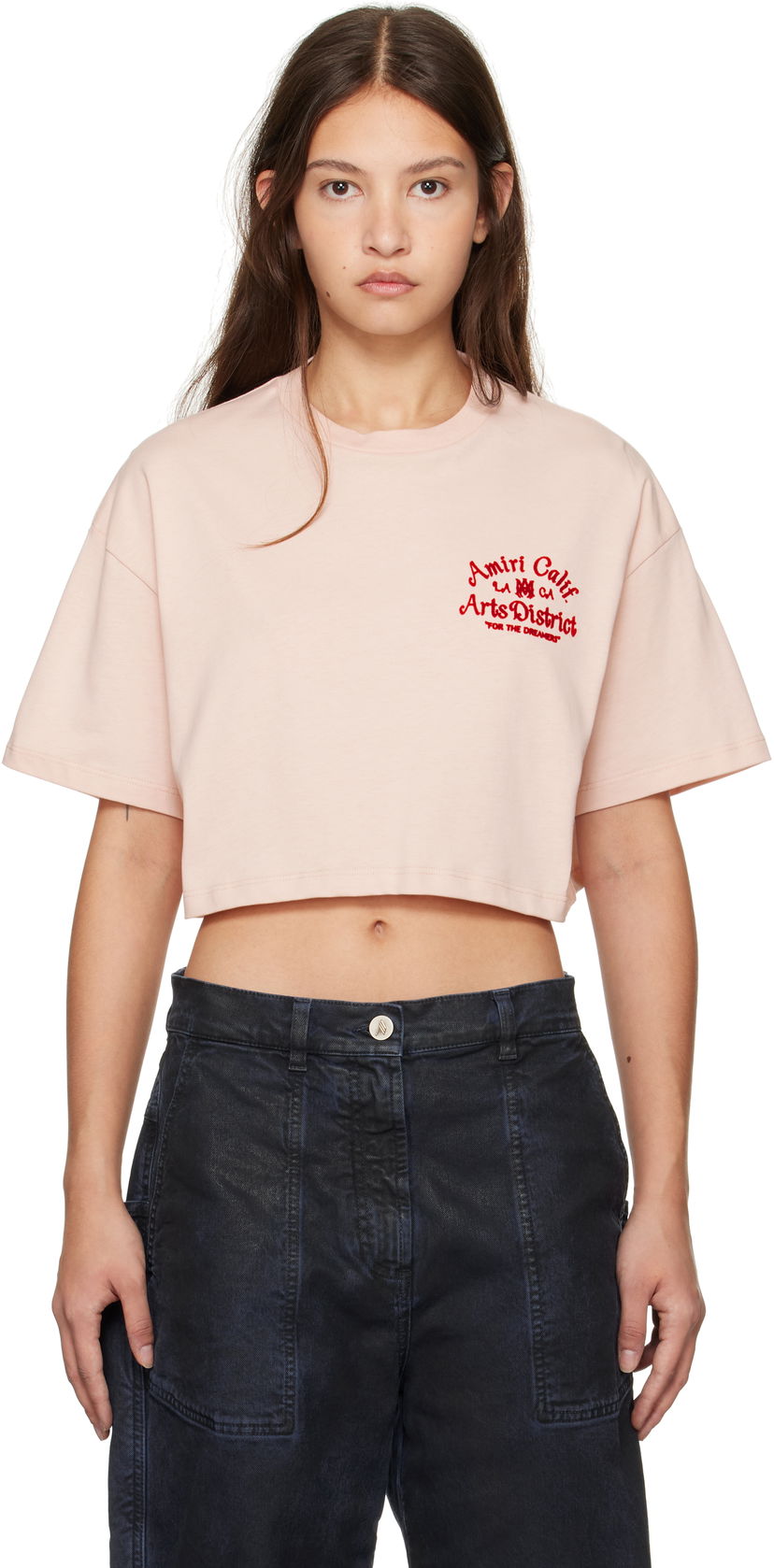 Crop top AMIRI 'Arts District' Crop T-Shirt Beige | AWJYTE1040