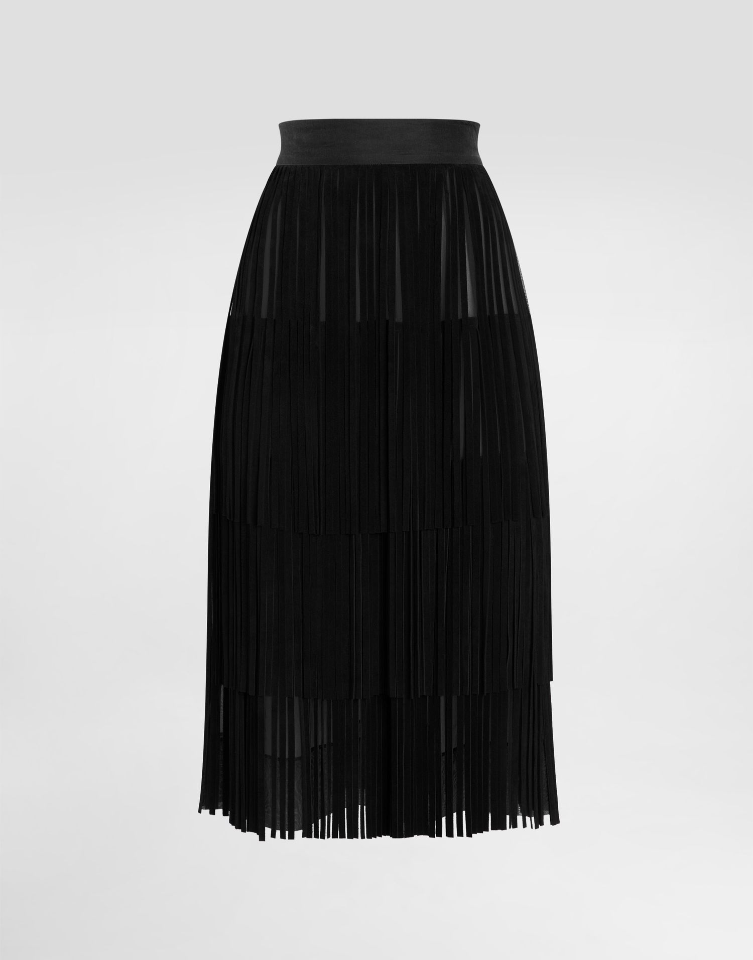 Nederdel Dolce & Gabbana Organza Tiered Pleated Skirt Sort | F4DARZGDDIFN0000, 0