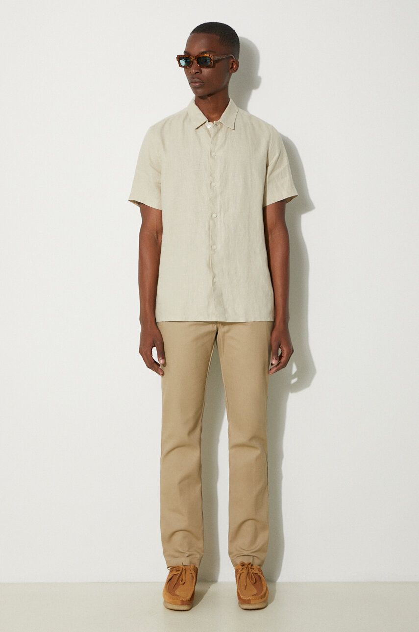Skjorte Samsoe Samsoe Samsoe Samsoe Saavan Regular Fit Linen Shirt Beige | M24100052, 1