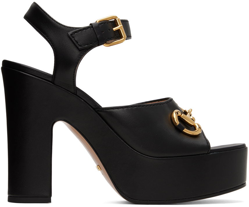 Sneakers og sko Gucci Horsebit Platform Heeled Sandals "Black" Sort | 674776 BKO00, 0