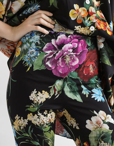 Bukser Dolce & Gabbana Dolce & Gabbana Charmeuse Flower Bouquet-Print Pants Sort | FTCQ4TFSA7WHN5PC, 3