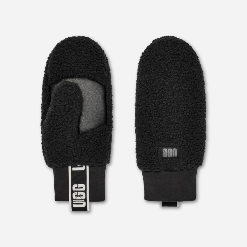 Handsker UGG Logo Tape Fleece Mittens Sort | 101099-BLK, 1