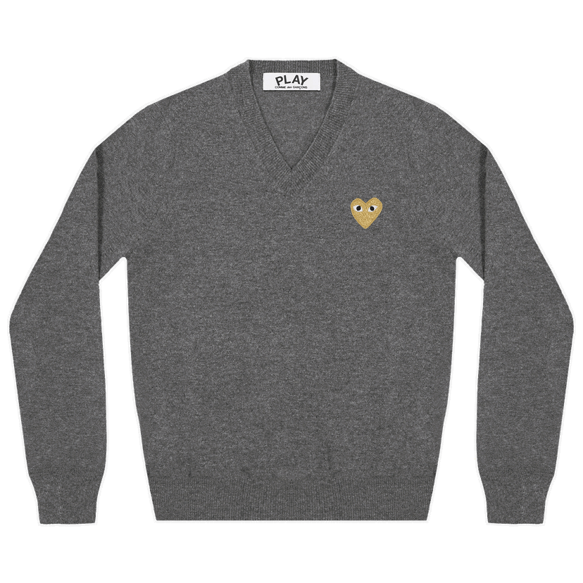 Sweater Comme des Garçons PLAY Heart V-Neck Pullover Grå | AZ N047 051 3
