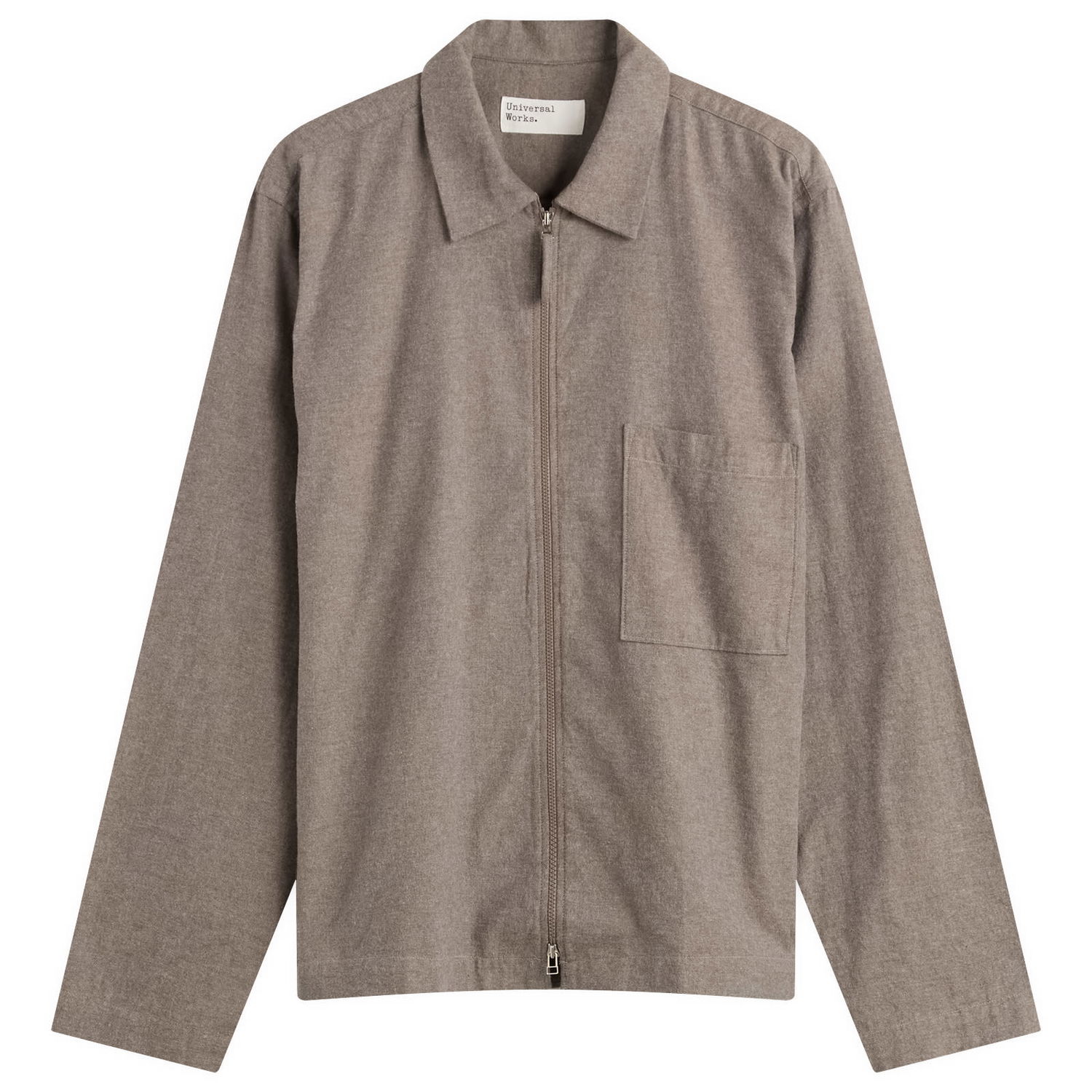 Skjorte Universal Works Brushed Flannel Zip Shirt, Size Small Brun | 33561-BRN, 1