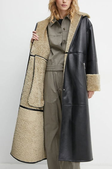 Frakker Nanushka LIESEL Black Leather Coat Sort | NW24FWOW38370, 6