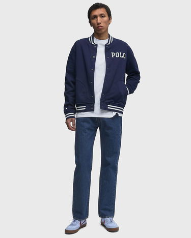 Bomberjakke Polo by Ralph Lauren Striped Fleece Varsity Jacket Mørkeblå | 710972666001, 2
