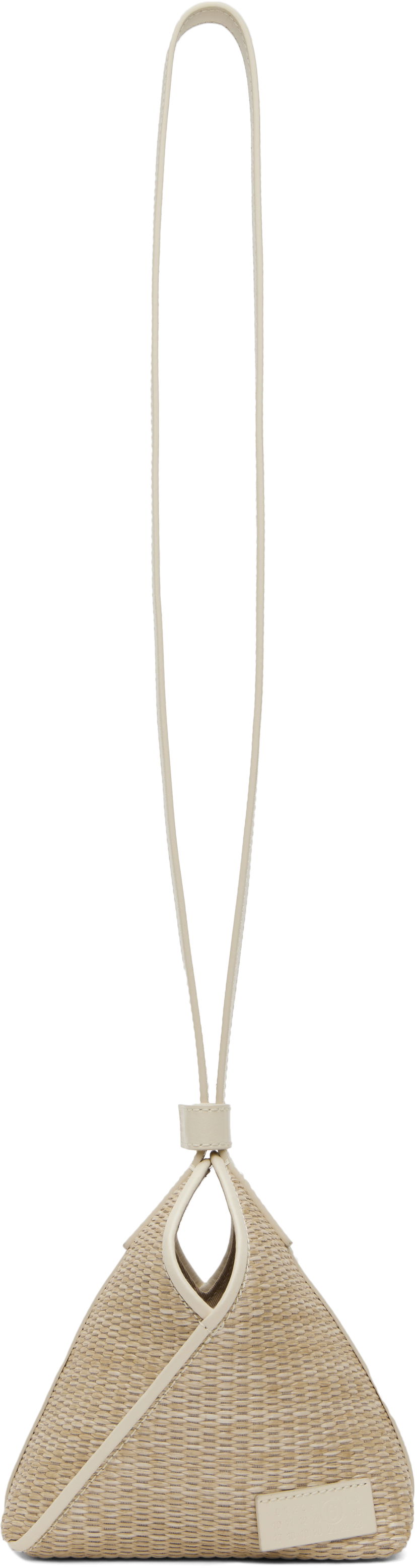Håndtaske Maison Margiela MM6 Maison Margiela Small Raffia Triangle Shoulder Bag Beige | SB5ZI0013 P7256