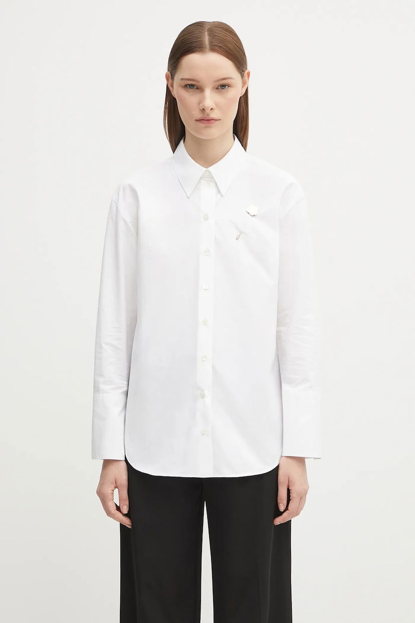Skjorte KENZO Kenzo Boke Pin Relaxed Fit Shirt with Classic Collar Hvid | FF62CH2549LB
