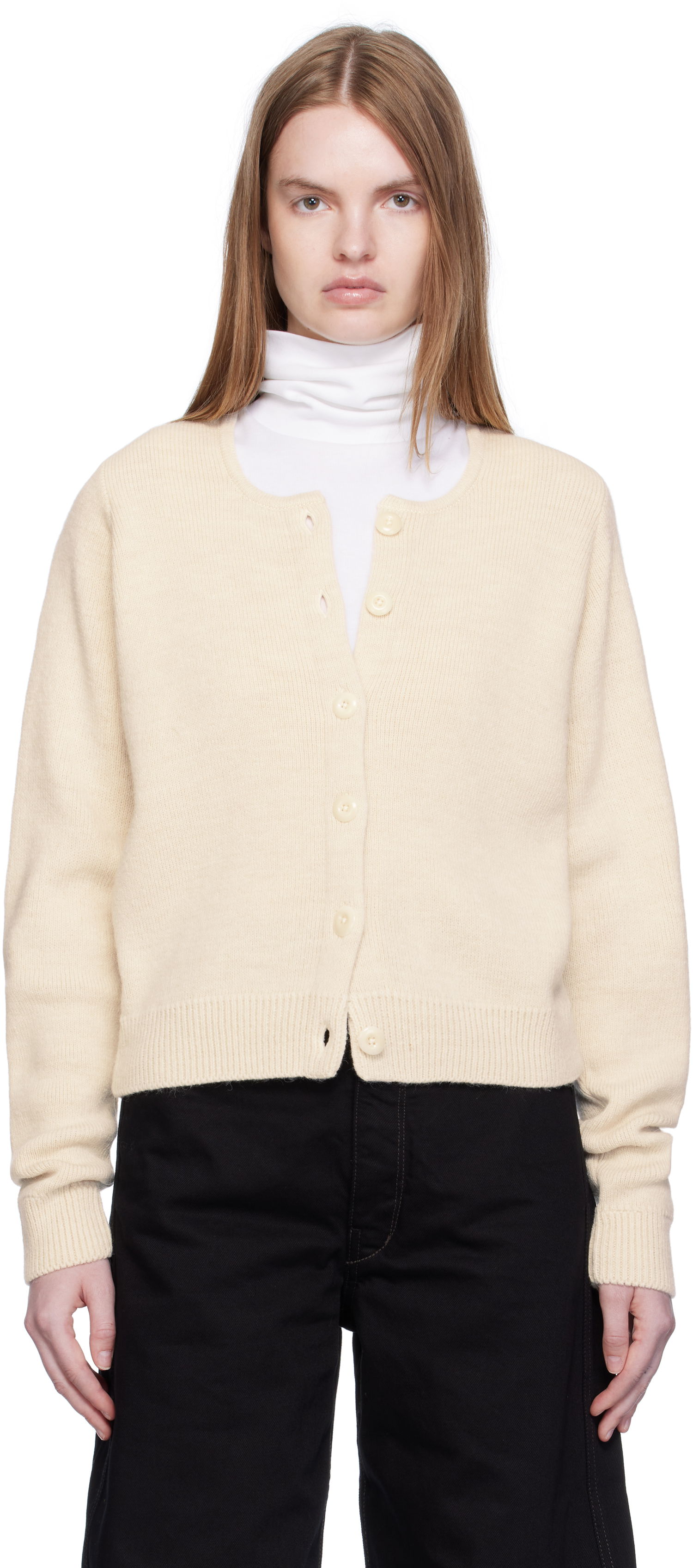 Sweater LEMAIRE Lemaire Alpaca Cropped Cardigan Beige | TO1411 LK1028, 0