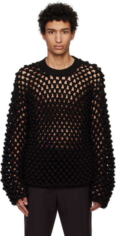 Sweater Jil Sander Jil Sander Crochet Crew-Neck Sweater Sort | J22GP0242_J19157, 0