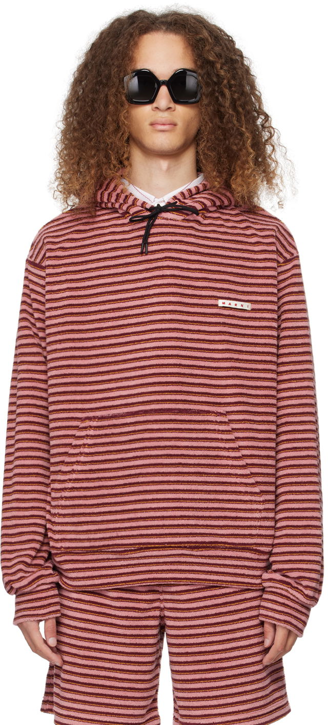 Sweatshirt Marni Striped Hoodie Lyserød | FUMU0073X1 UTC321