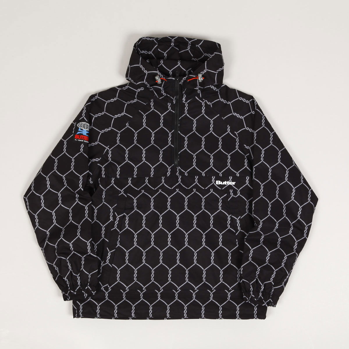 Jakke Butter Goods Chain Link Anorak Jacket "Black" Sort | butter-goods-chain-link-alpine-anorak-jacket-black, 0