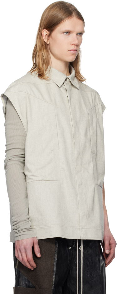 Skjorte Rick Owens Rick Owens Sleeveless Jumbo Denim Shirt Beige | RU01E5776 DRD, 1