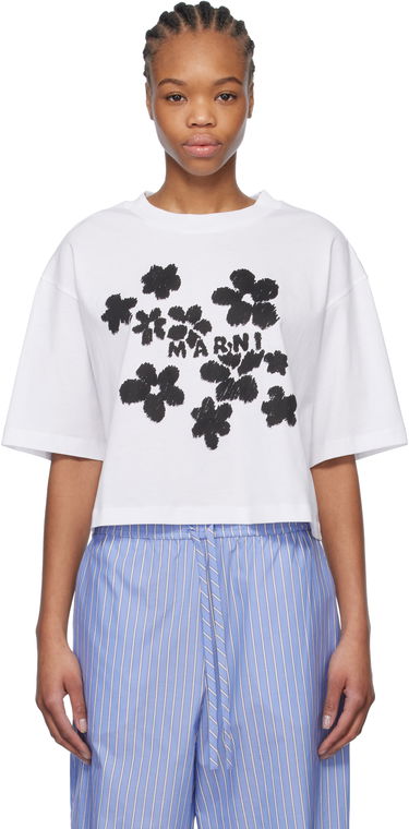 Crop top Marni Marni Daisy Garden Print Cropped T-Shirt Hvid | THJE0333P4 USCX40, 0