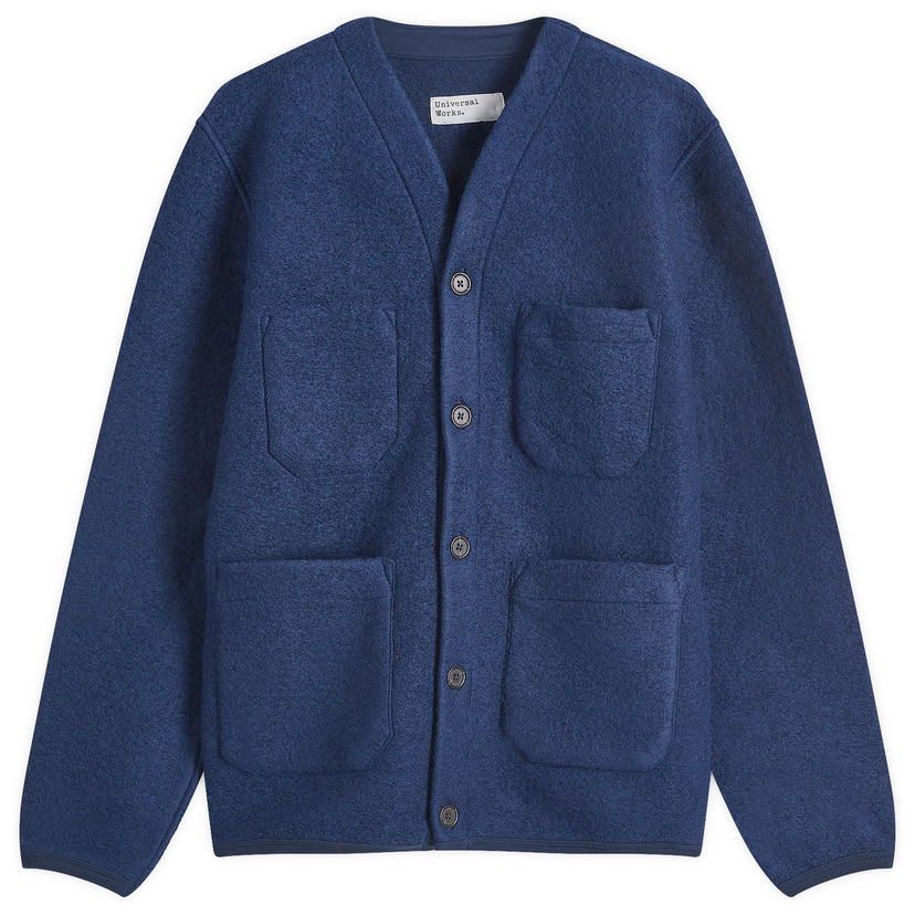 Sweater Universal Works Wool Fleece Cardigan, Size Large Blå | 29710-IND