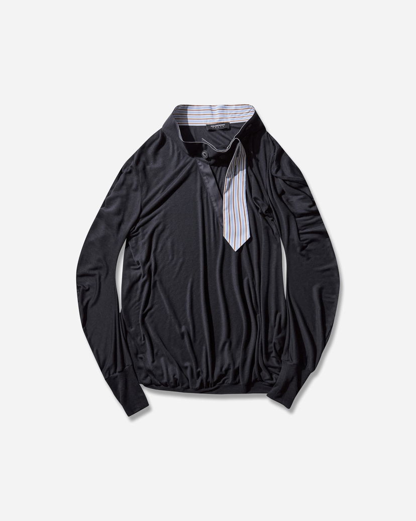 Jersey KIKO KOSTADINOV Howe Long-Sleeve Jersey with Striped Placket Detail Sort | KKWAW25TP06 80