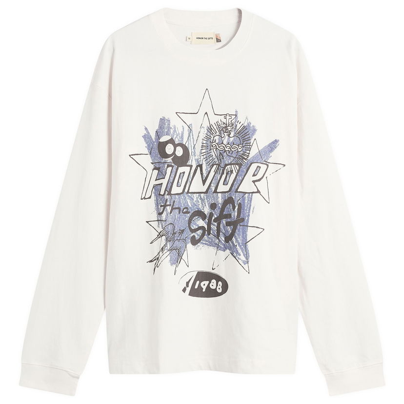 T-shirt Honor The Gift Pop Art Long Sleeve T-Shirt Hvid | HTG250344-WHT