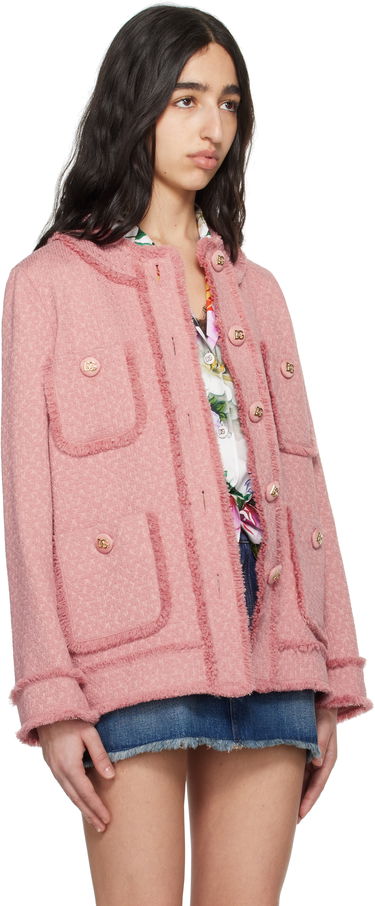 Jakke Dolce & Gabbana Dolce&Gabbana Single-Breasted Raschel Tweed Jacket Lyserød | F29TPT HUMUA, 1