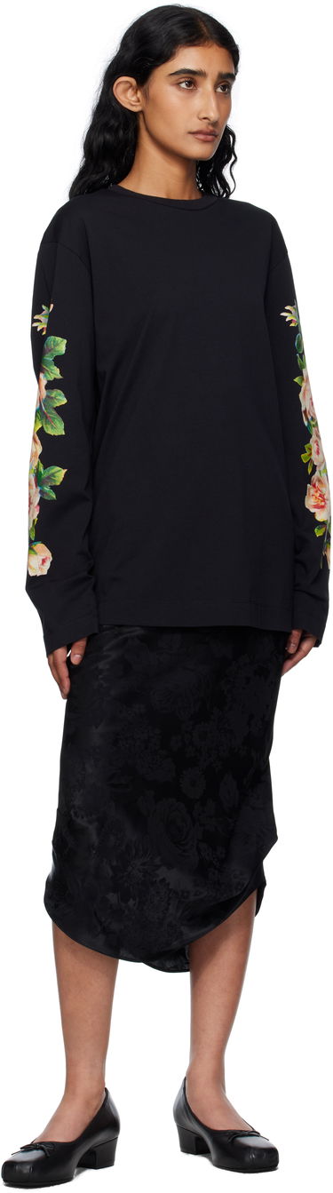 T-shirt Simone Rocha Simone Rocha Rose Bouquet Long Sleeve T-shirt Sort | 5194P52-W 0569, 3