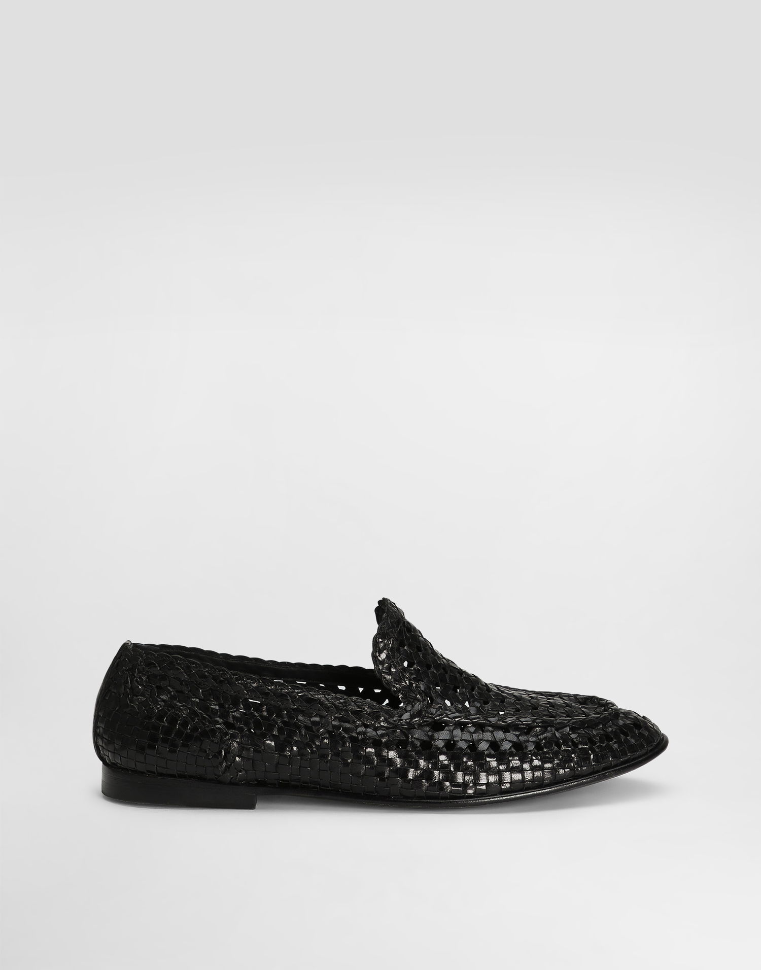 Tilbehør Dolce & Gabbana Dolce & Gabbana Polished Goatskin Woven Loafers Sort | A50481A6M7180999, 0