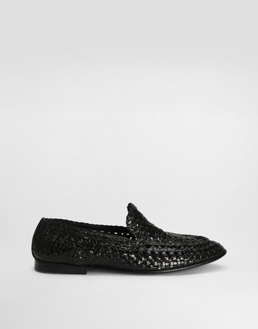Tilbehør Dolce & Gabbana Dolce & Gabbana Polished Goatskin Woven Loafers Sort | A50481A6M7180999, 0