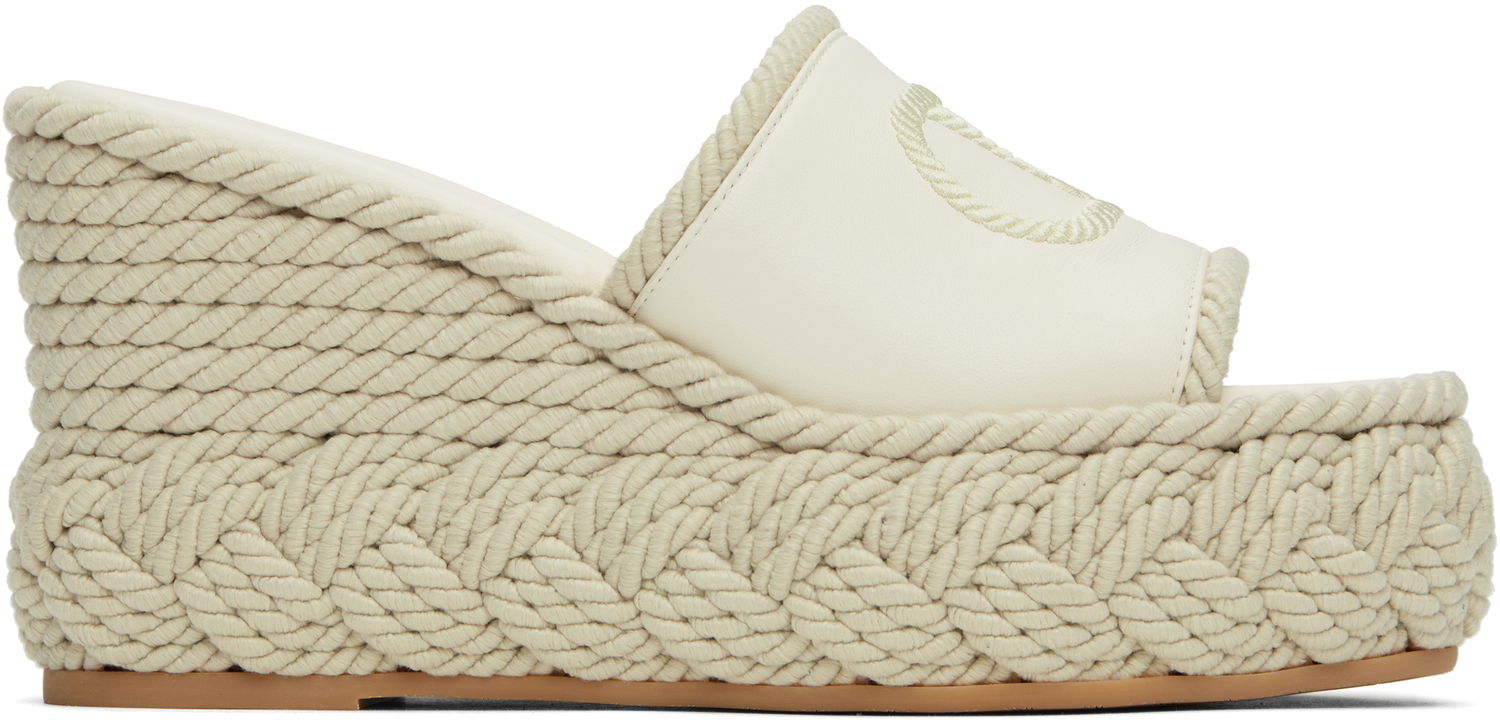Sneakers og sko Valentino Valentino Garavani VLogo Torchon Wedge Slide Sandals Beige | 6W2S0KC5YWI, 0